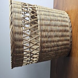 Vintage Wicker Trash Can Basket 10.5" High X 12" Opening. Great Conition For Age